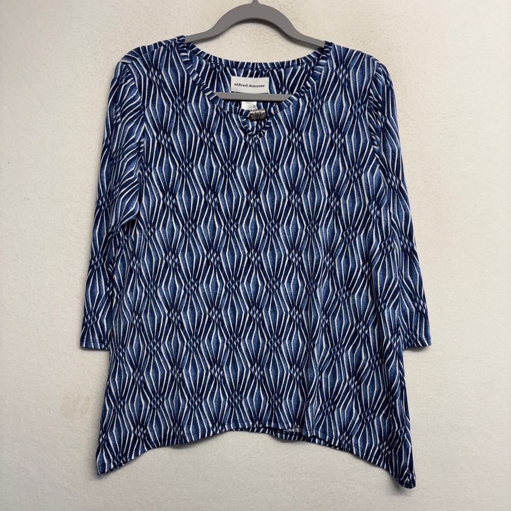 NWT Alfred Dunner Indigo Daze Shirt Blue‎ S